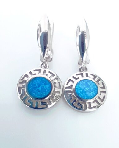 Серьги Эстерелла с синтетическим опалом, серебро 925*, родирование/Ф