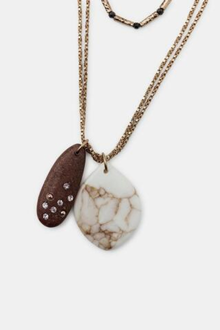 ZARAНАБОР ИЗ 3 ОЖЕРЕЛИЙ С КАМНЯМИ И СТРАЗАМИ, ЗОЛОТИСТЫЙ