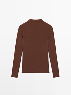 Massimo Dutti Massimo Dutti Футболка с длинными рукавами и декоративными швами, коричневый