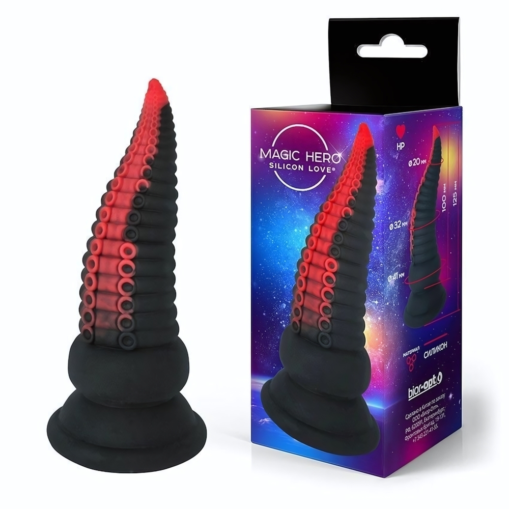 Черно-красный фантазийный анальный стимулятор-щупальце - 12,5 см. (Цвет: черный с красным)