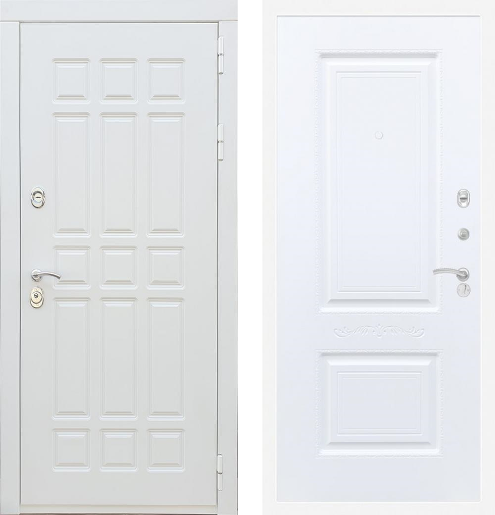 Входная металлическая белая дверь RеX (РЕКС) 8 Силк сноу / Смальта узор Силк сноу