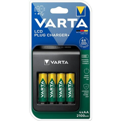 VARTA LCD Plug Charger+ incl. 4 x AA 2100mAh 57687101441, шт