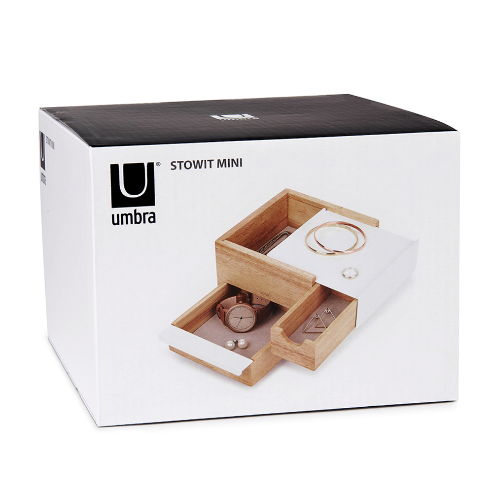 Шкатулка stowit mini, белая/дерево