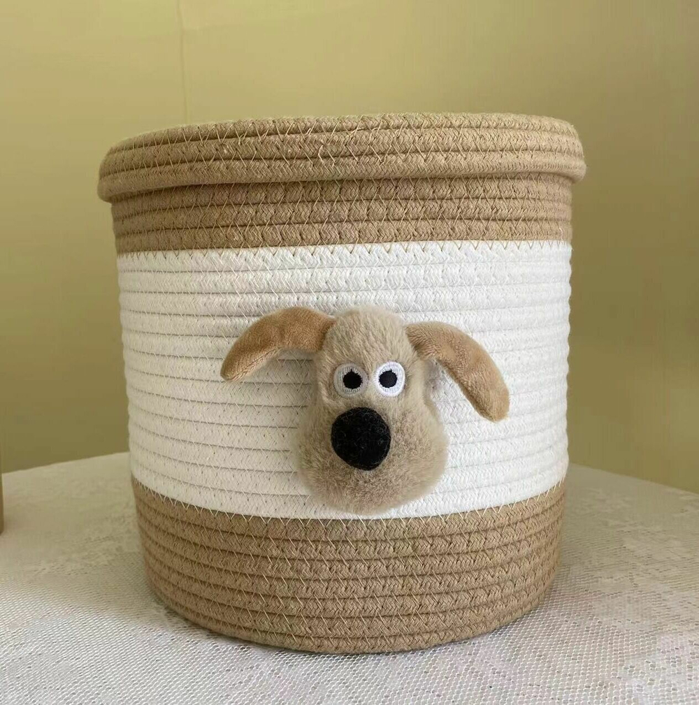 Корзина для хранения одежды вещей  игрушек плетеная с крышкой, коричневая