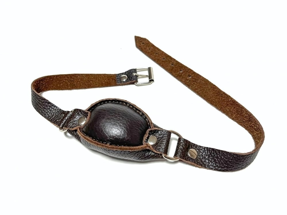 Коричневый кожаный мягкий кляп (Цвет: коричневый)