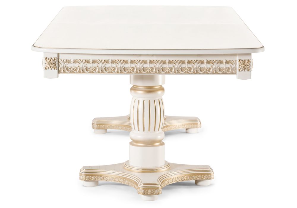 Деревянный стол Морнит 220(320)х110 слоновая кость / золото