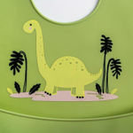 5231417 Нагрудник силиконовый, с карманом «Динозавр», цвет зеленый