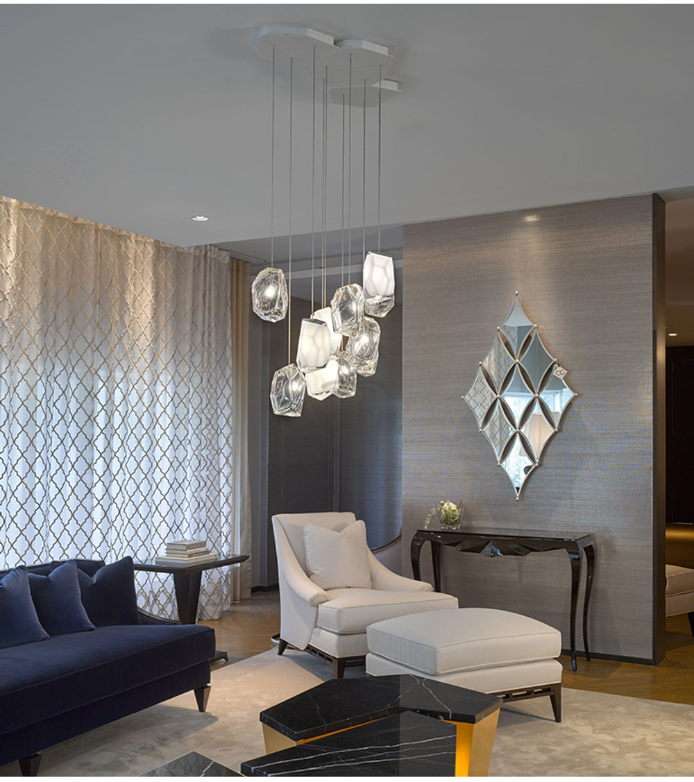 Pendant design lamp Crystal Rock by Lasvit (Clear)