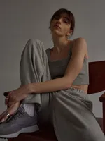 Топ One Two Crop Melange серый