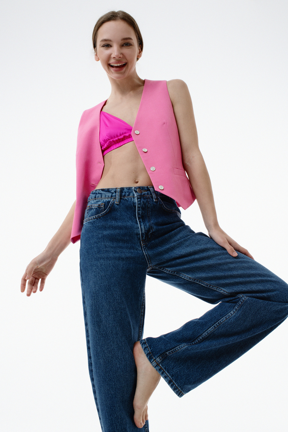 Джинсы прямые с высокой посадкой