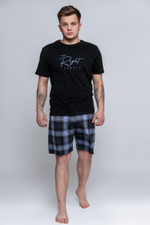 Хлопковая мужская пижама Magnus (Размер: L) (Цвет: черный с синим)