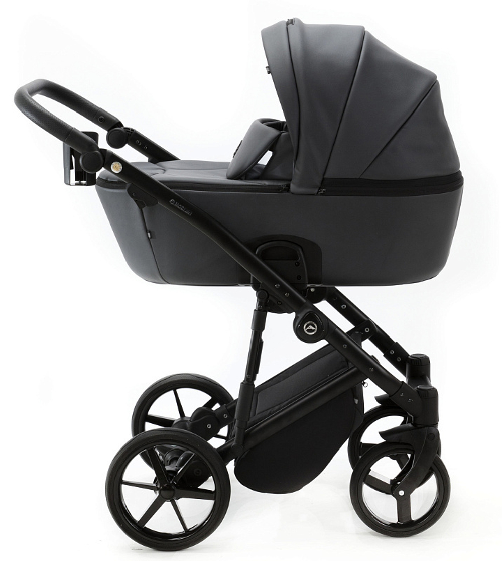 Детская коляска Adamex Mobi Deluxe 3 в 1 M-SA5 (ТЕМНО-СЕРАЯ КОЖА)