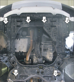 Усиленная защита Motodor картера двигателя, кпп. 2 мм, сталь. для FIAT Sedici 2006-2013,Suzuki Sx4 2006-2009,Suzuki Sx4 2009-2013 арт.02414