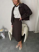 Костюм-тройка из плотного хлопка в шоколадном цвете