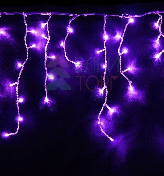 Гирлянда бахрома 3*0,5 м, 220V., 150 лиловых LED ламп, соединяемая, силиконовый прозрачный провод, Beauty Led (ECC150-10-2L)