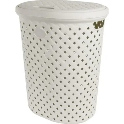 Корзина для белья Plast Team Rattan 42л 415х510 мм молочный туман