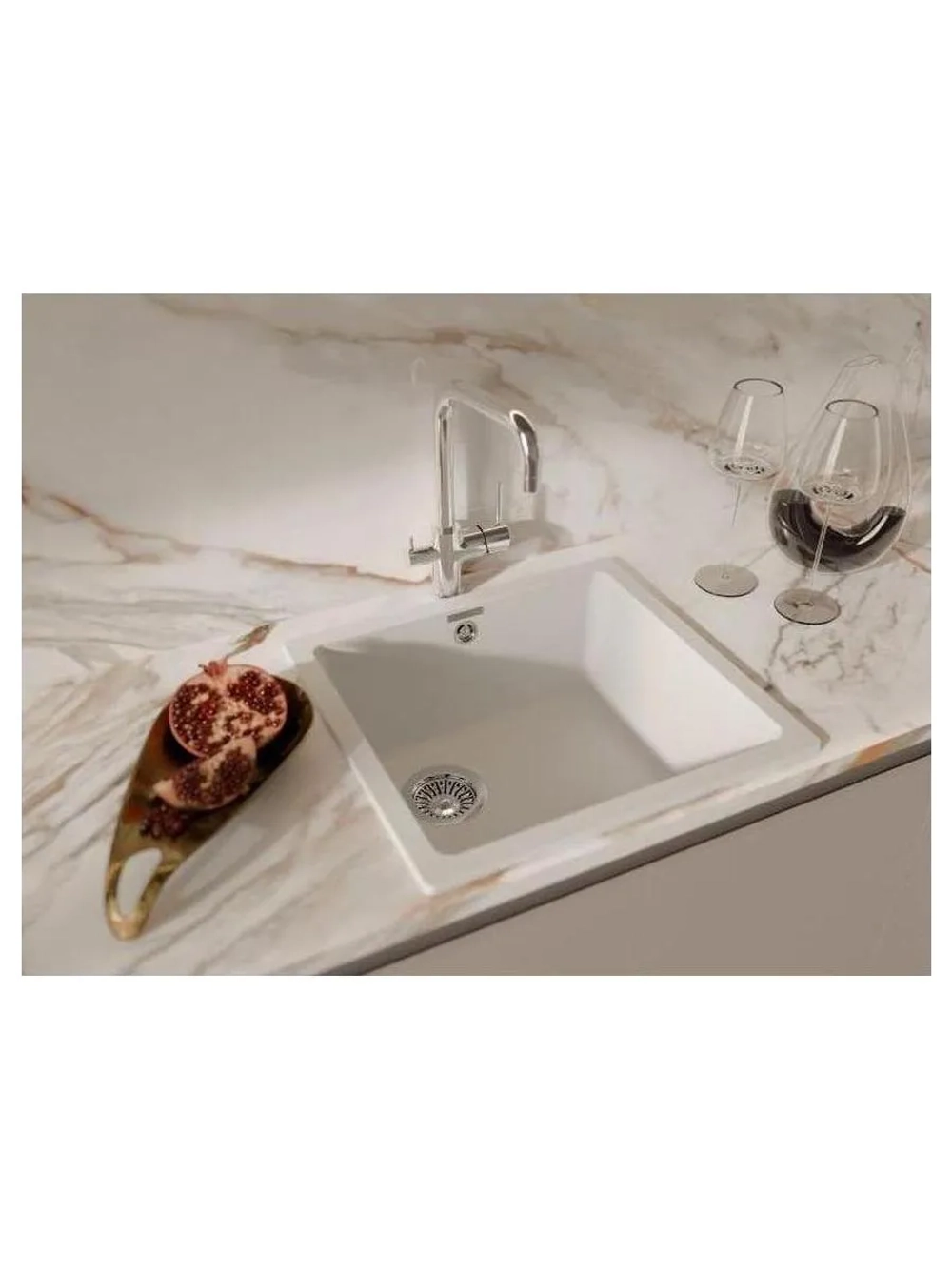 RIVELATO Мойка BERKANA 45 1-чаш 485*455, монтаж: универсальный, материал: кварц, цвет: иней