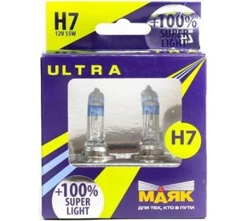 Лампа H7 24V 70W PX26d набор +100% Super Light ULTRA (МАЯК)