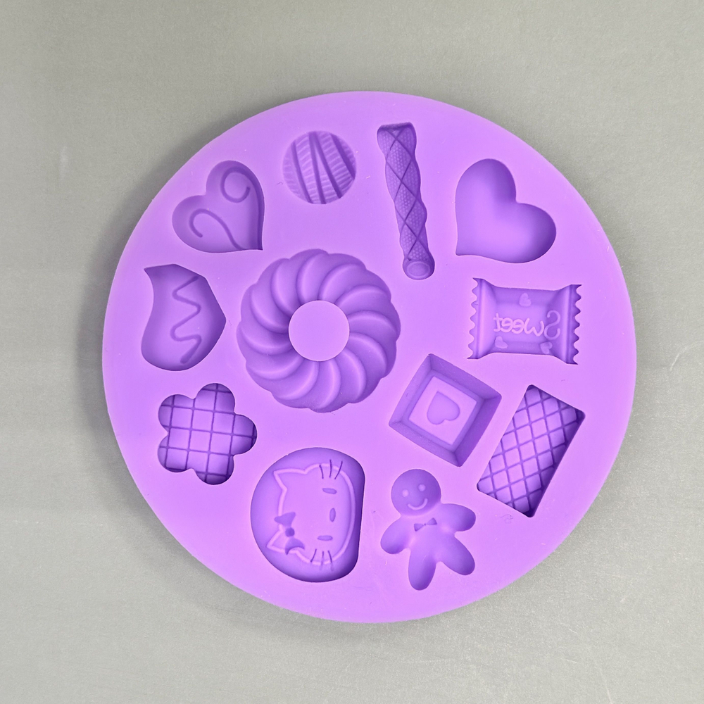 Молд силиконовый для лепки сладостей для ватной игрушки и кукол "Hello Kitty" диаметр 9 см/ Форма для полимерной глины "сладости, печенье, китти, имбирный человечек"