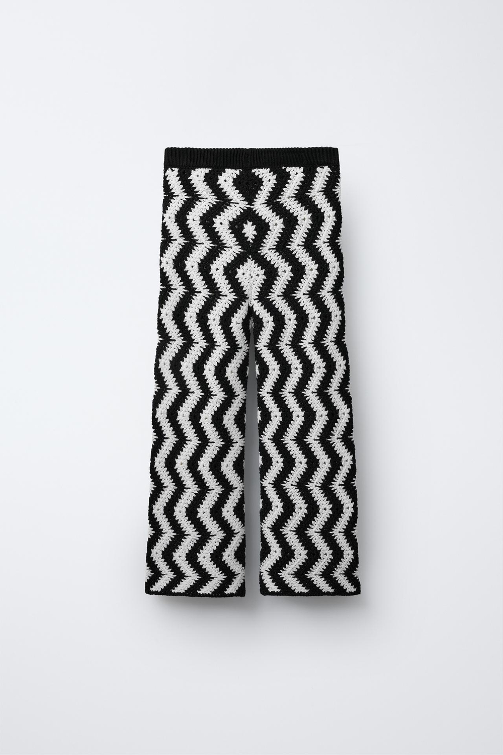 ZARA ВЯЗАНЫЕ БРЮКИ, ЭКРЮ/ЧЕРНЫЙ