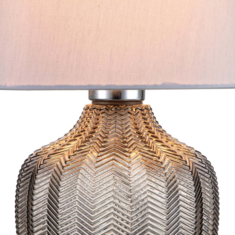 Настольный светильник 1х40Вт E27, стекло/ткань, дымчатый