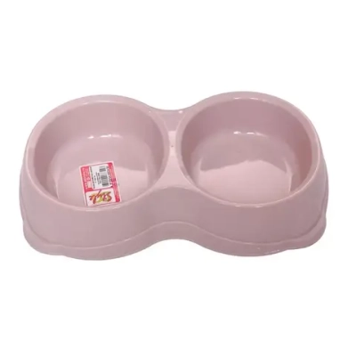 Миска для животных двойная 2Х250 мл. пепельно-розовый