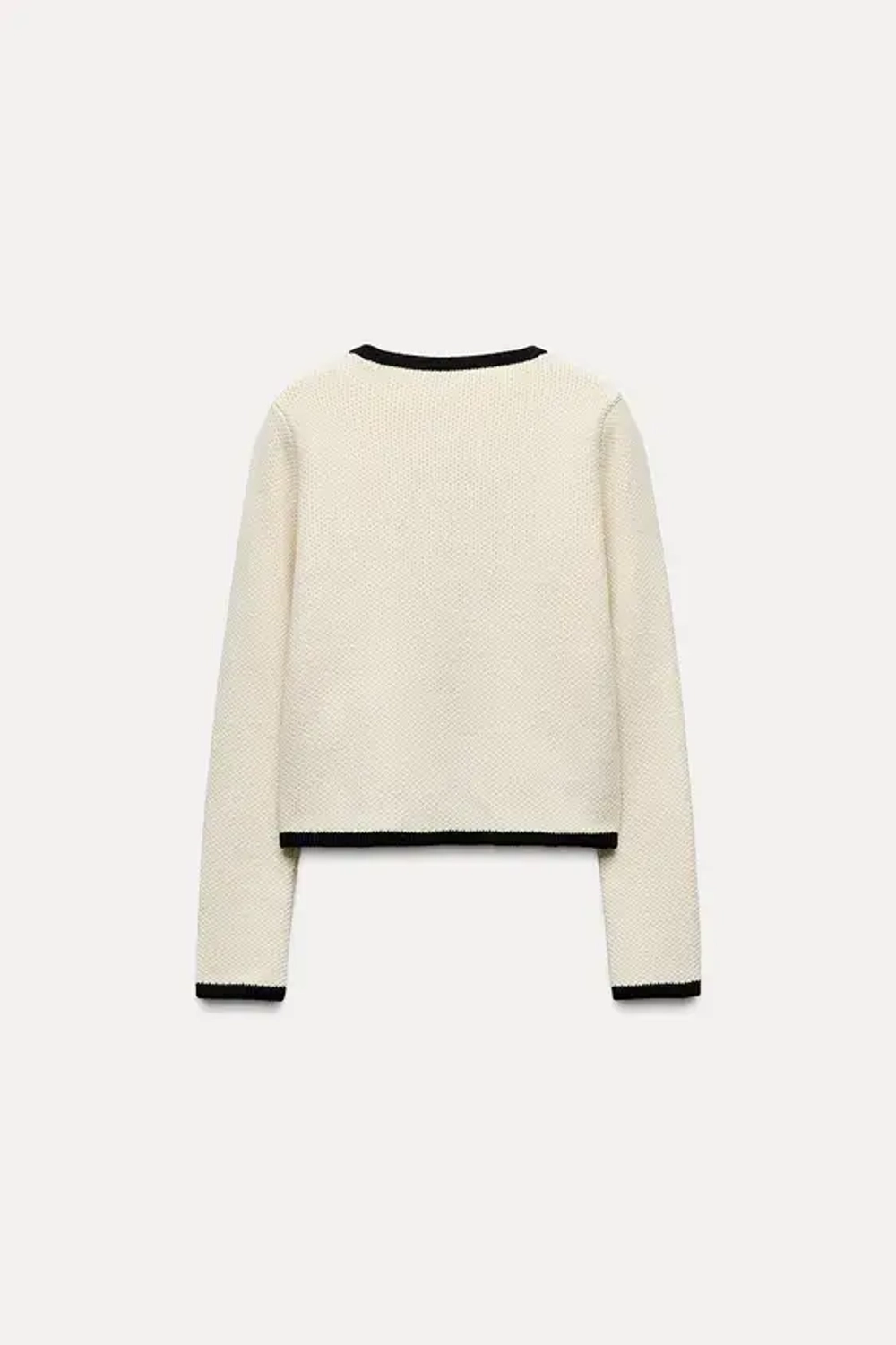 ZARA КАРДИГАН С ЗАВЯЗКАМИ, ЭКРЮ/ЧЕРНЫЙ