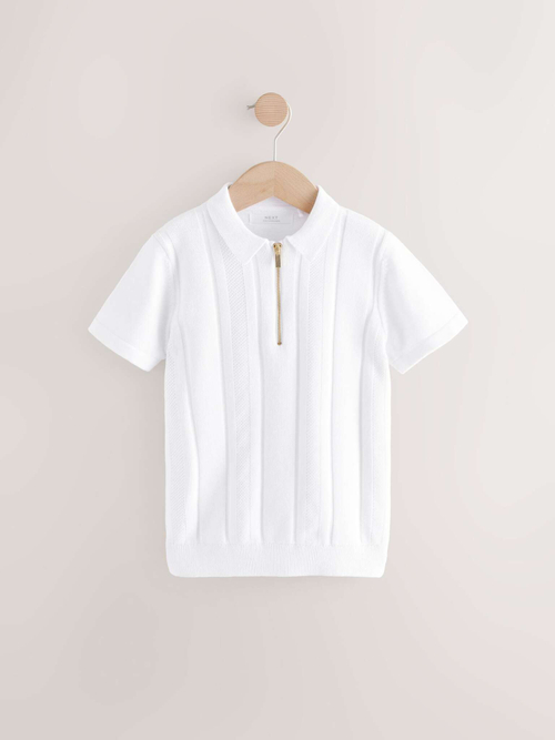 Поло с молнией для мальчика Next AA8-949, Белый