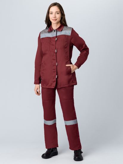 Костюм женский "Весна-2" полукомбинезон (бордовый/серый)