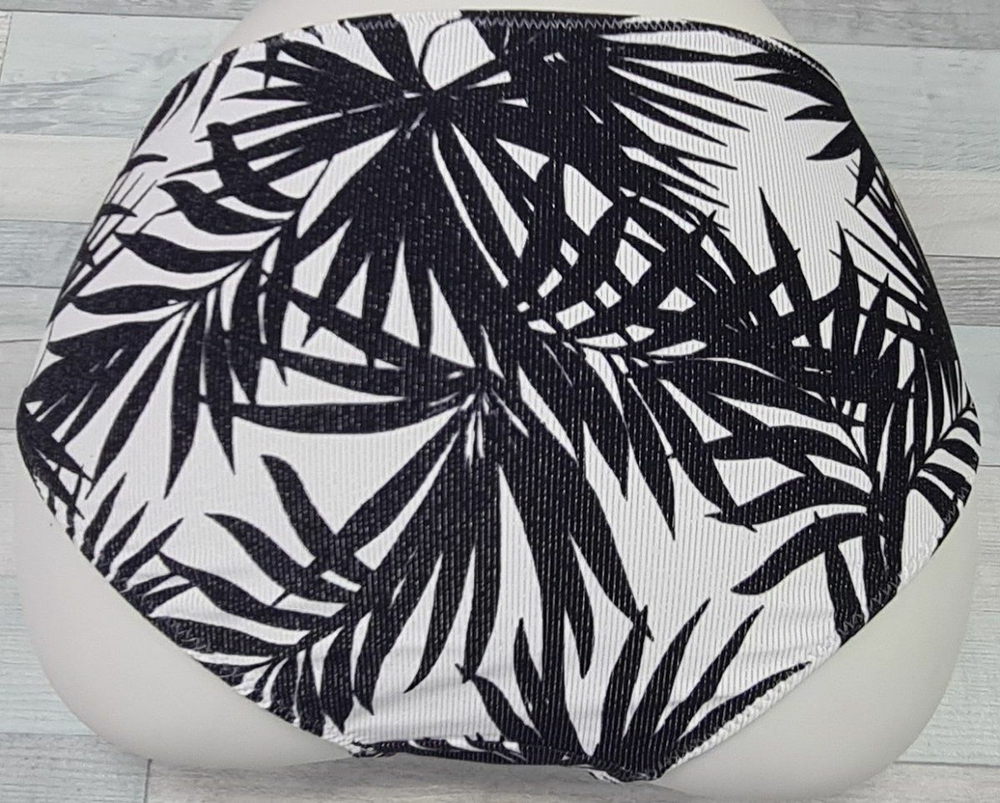 Плавки-слипы из ткани с растительным принтом с люрексом (Размер: XXXL) (Цвет: черный с белым)