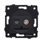 Розетка двойная TV (мама) + телефонная розетка RJ11, черный матовый Kollinger REA-013BM для Aspekt, Eleganz, Reflex