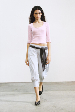 ZARA УКОРОЧЕННЫЕ БРЮКИ-ШАРЫ, СЕРЫЙ МЕЛАНЖ