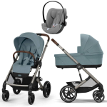 Коляска Cybex Balios S Lux TPE 2025 Cloud G i-Size Stone Grey Plus 3 в 1 Stormy Blue с дождевиками