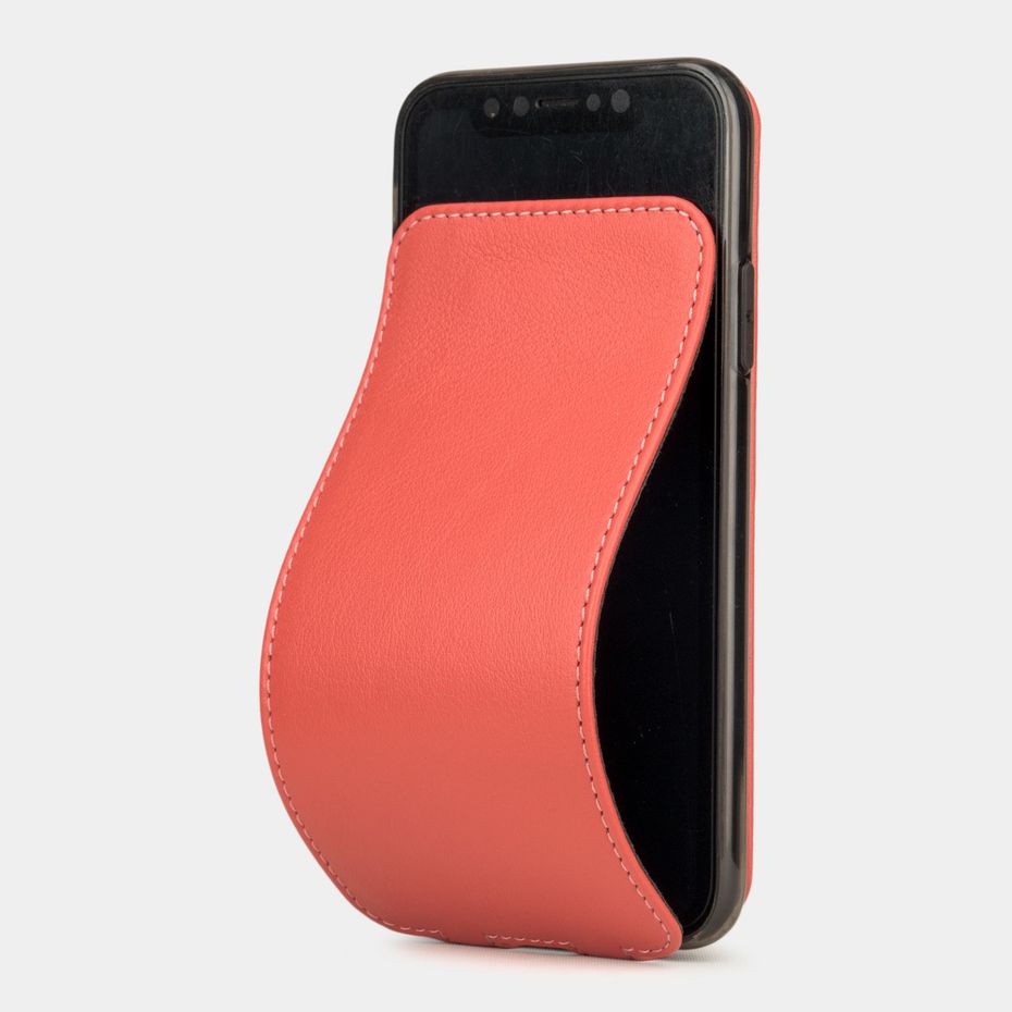 Чехол для iPhone X/XS из натуральной кожи теленка, кораллового цвета