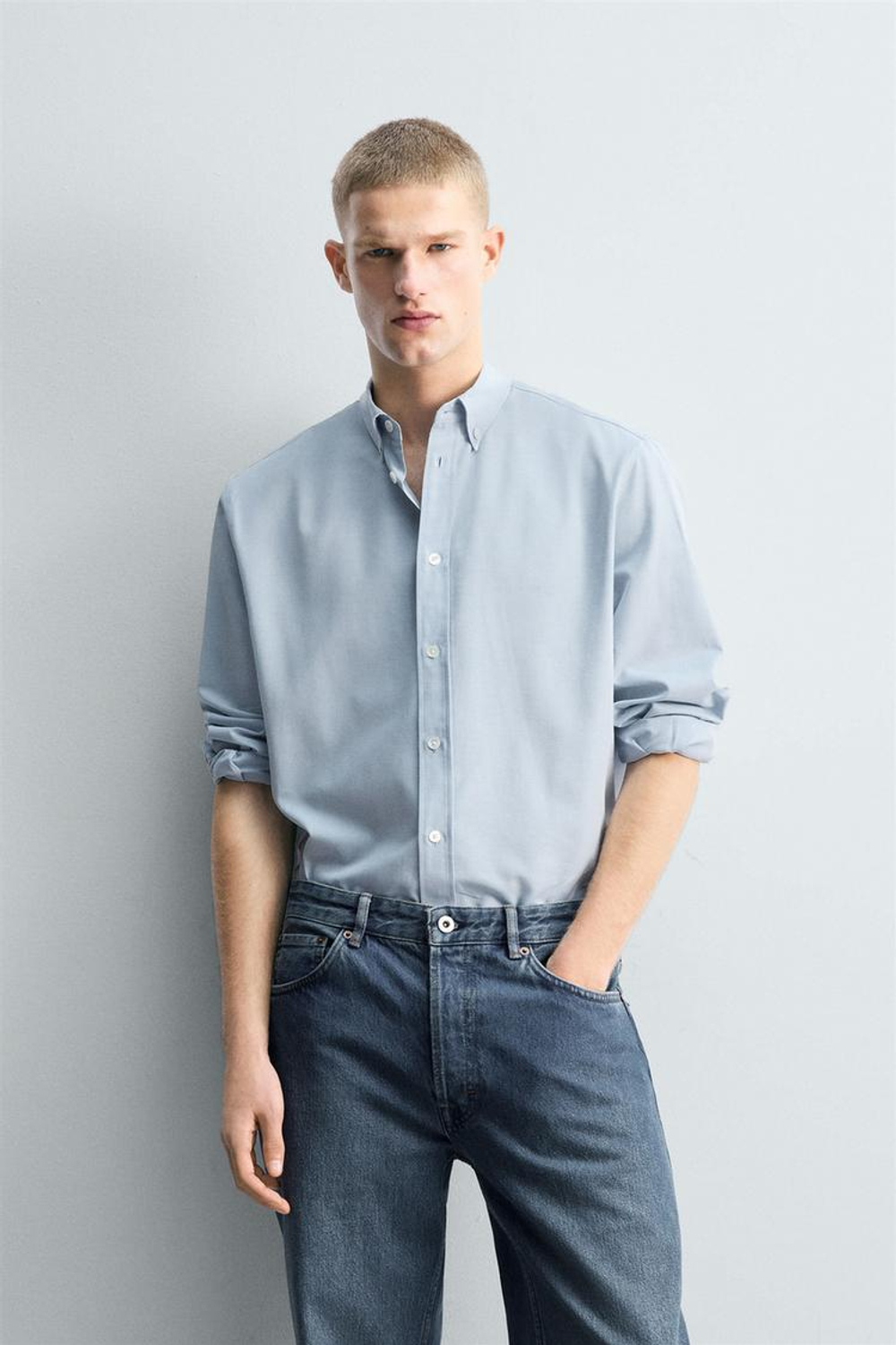 ZARА РУБАШКА RELAXED FIT - LIMITED EDITION, НЕБЕСНО-ГОЛУБОЙ