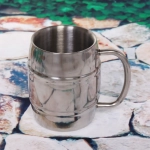 Кружка металлическая 300мл с двойными стенками Бочонок