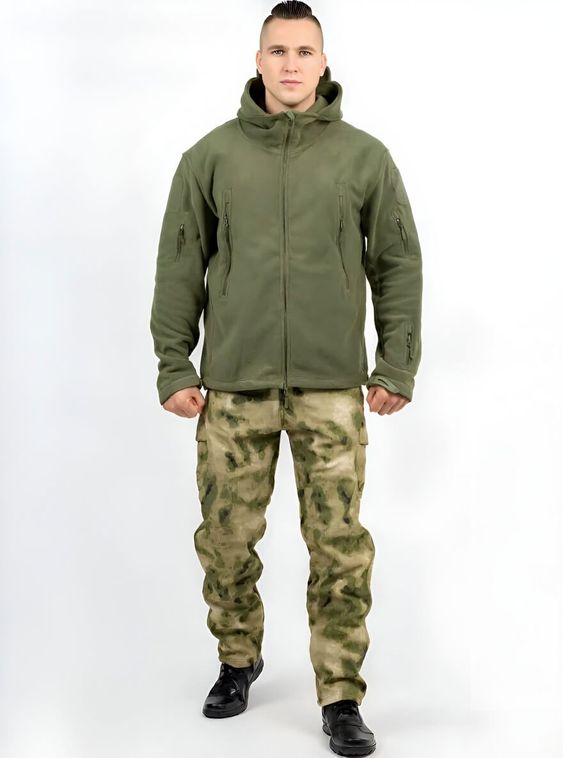 Тактическая военная флисовая толстовка Олива