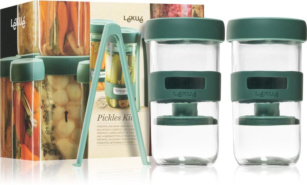 Lékué Kit Pickles jar with polypropylene lid (силиконовый клапан) 2 pc + adjustable pressing discs 2 pc + tongs for pressing and serving 1 pc Kit Pickles