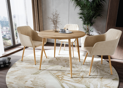 Стол "Поло 32 крафт М" круг раздвижной, Дуб шоколад каркас ПВХ, ЛДСП Дуб шоколад, ф900/(300)