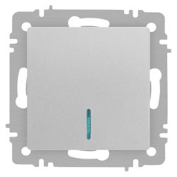 Выключатель Intro Accent 6-102-03 с подсветкой, 10А-250В, IP20, СУ, AL/CU, алюминий | Intro