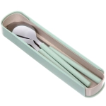 Набор столовых приборов «ЭкоЛайф» 3шт (ложка, вилка, нож) в футляре, мятный