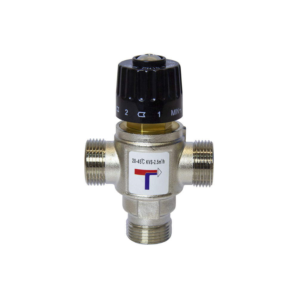 Клапан термосмесительный 1'' нар/нар/нар боковое смешение 20-45 град VRT