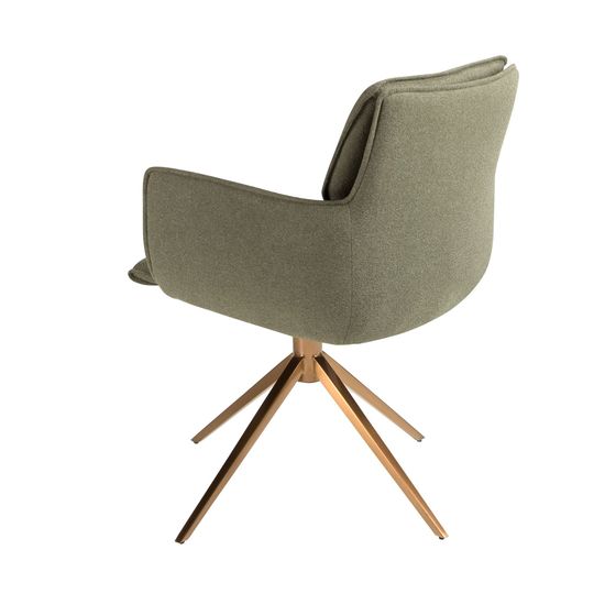 Поворотное кресло 4238 из оливково-зеленой ткани