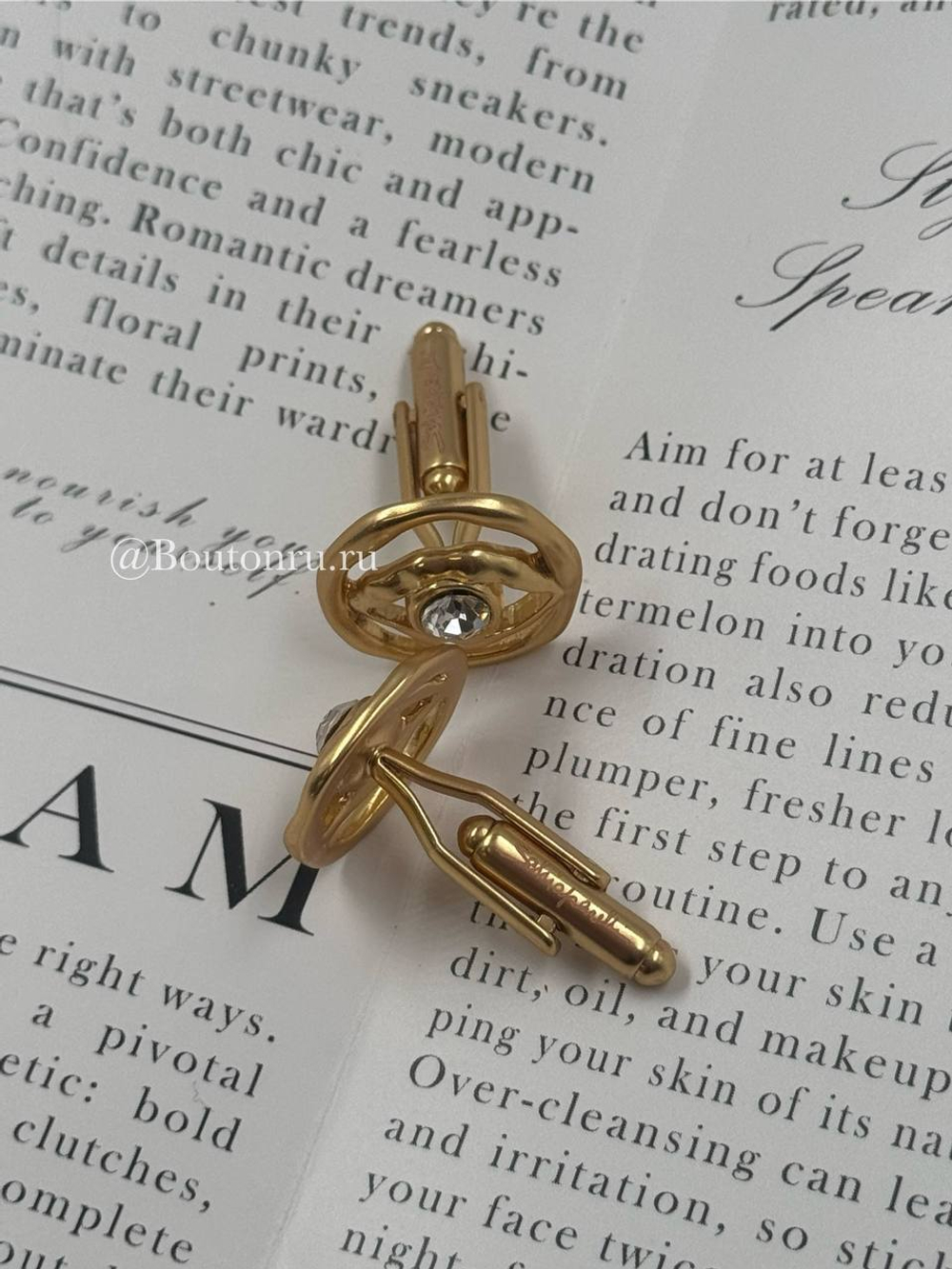 Запонки "Глаз" со стразом Скиап. (пара)