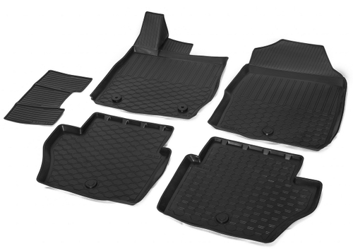 Коврики в салон автомобиля Rival для Ford Fiesta VI поколение рестайлинг седан, хэтчбек 2015-2019, полиуретан, с крепежом, 5 частей, 11805001