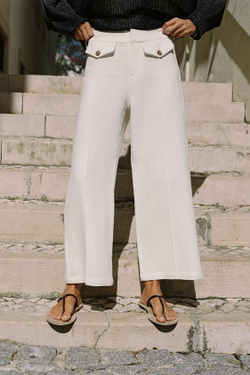 ZARA КЮЛОТЫ ИЗ ТКАНИ В СТИЛЕ РУСТИК, ЭКРЮ