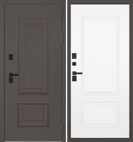 Входная дверь уличная АСД с терморазрывом 3К Норильск муар коричневый / Белый матовый