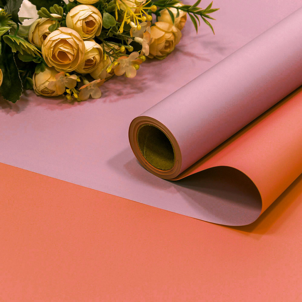 Пленка В рулоне 10 м х 58 см двухсторонняя (Сиреневый, Лососевый)