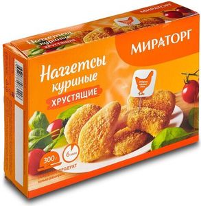 НАГГЕТСЫ КУРИНЫЕ ХРУСТЯЩИЕ 300ГР  МИРАТОРГ