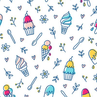 Мороженое, цветочки и сердечки